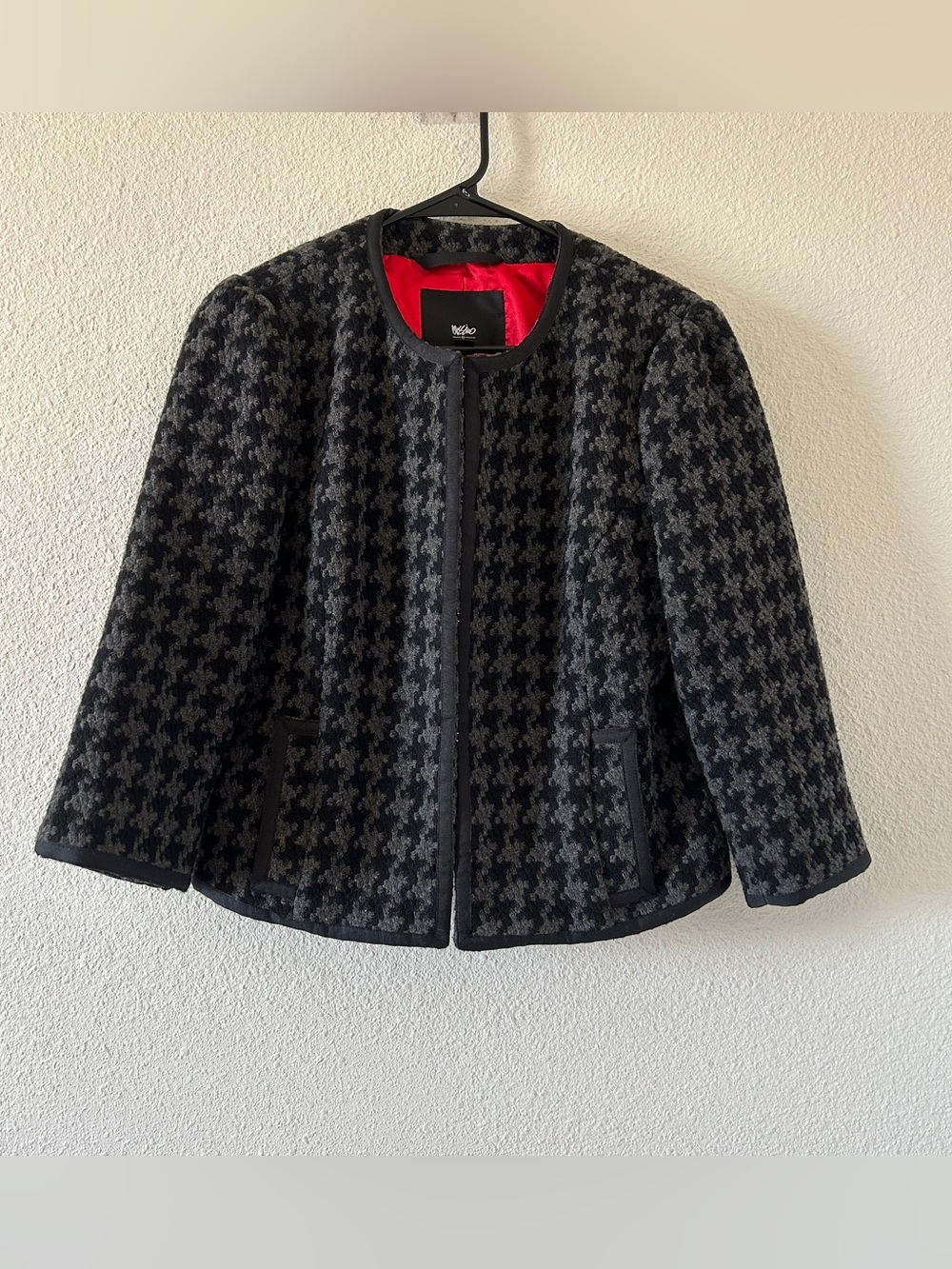 Massimo boucle jacket houndstooth weave Collarless Women’s Large